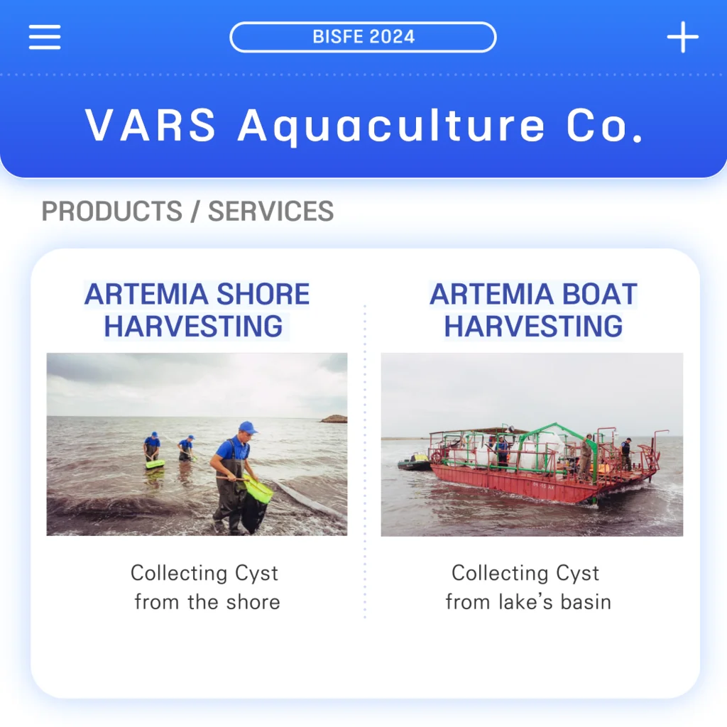 Artemia shore and boat harvesting in the official exhibitor profile