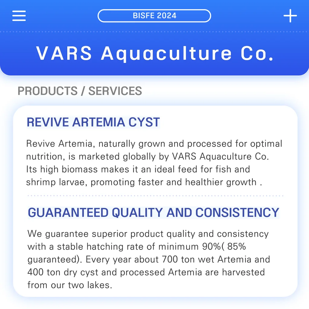 公式出展者プロフィールに掲載されたRevive Artemiaの紹介