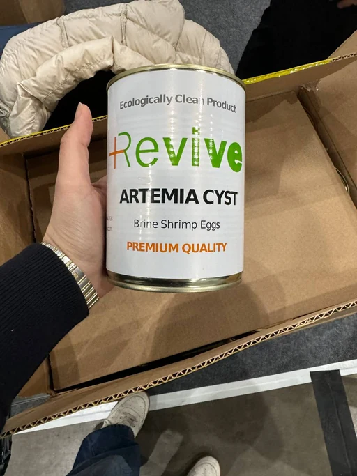 Revive Artemia tin unboxed from a customer shipment